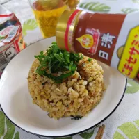 春休みの息子に作ってもらった、サバ缶と紫蘇のチャーハンです✨😊絶妙でした✨🎶|rikako♪。.:＊さん