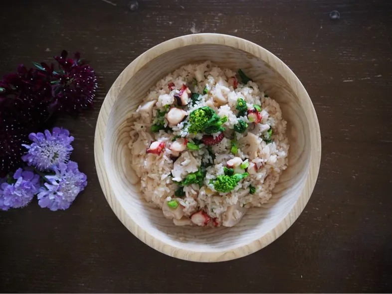 菜の花とたことレンコンのおこわ|seiko_funfoodさん