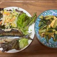 さんまの塩焼き　小松菜煮浸し|カズさんさん