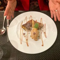 今日の晩ご飯@「Le detour」さん⑪  デザートの「チョコレートムースと洋梨コンポートのクレープ仕立て」| なびさん