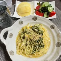 3/6晩ご飯：水菜とツナのパスタ|ななみんさん