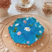 ライトブルー桜🌸🩵青いゼリーのタルト|party martyさん