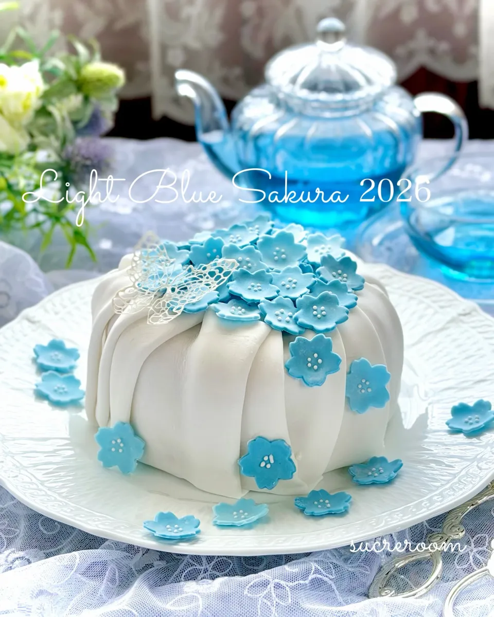 青い桜のシュガークラフトケーキです💙🌸|sucreroomさん