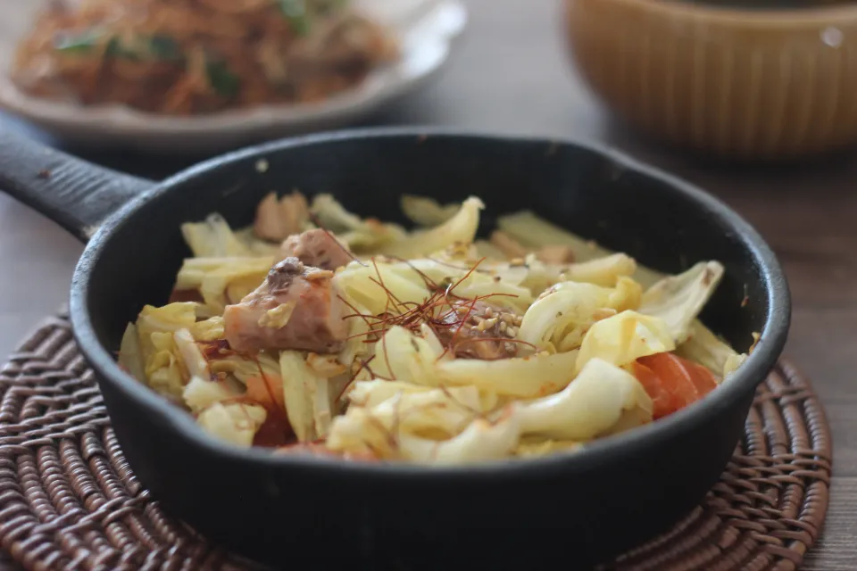 鯖缶とトマトのタッカルビ|ちいさなしあわせキッチンさん