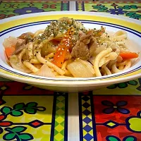 ジンギスカン焼きうどん|akopeko ◡̈⋆さん