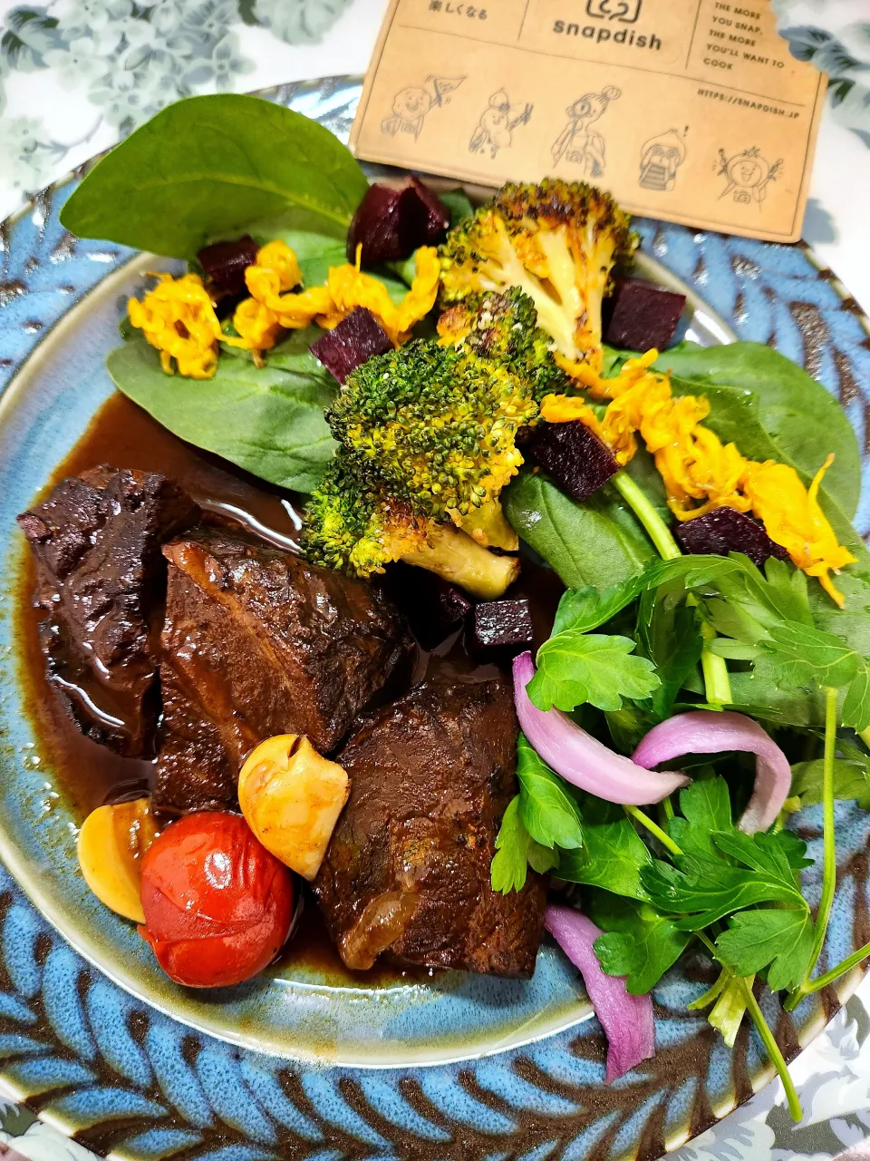 🔷🐄牛ほほ肉の🇮🇹バル酢煮込み🔷ライトブルー桜🌸2026|@きなこさん