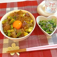 ポキ丼＆小松菜としらすの和え物|めいさん