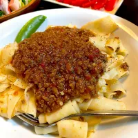 ミートソースひもかわうどん|DKさん