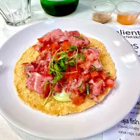 smoked kanpachi taco, avocado & peanut salsa macha| gonbenさん