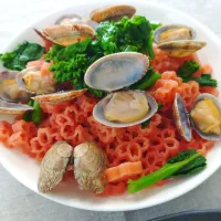 菜の花とアサリのさくらパスタ