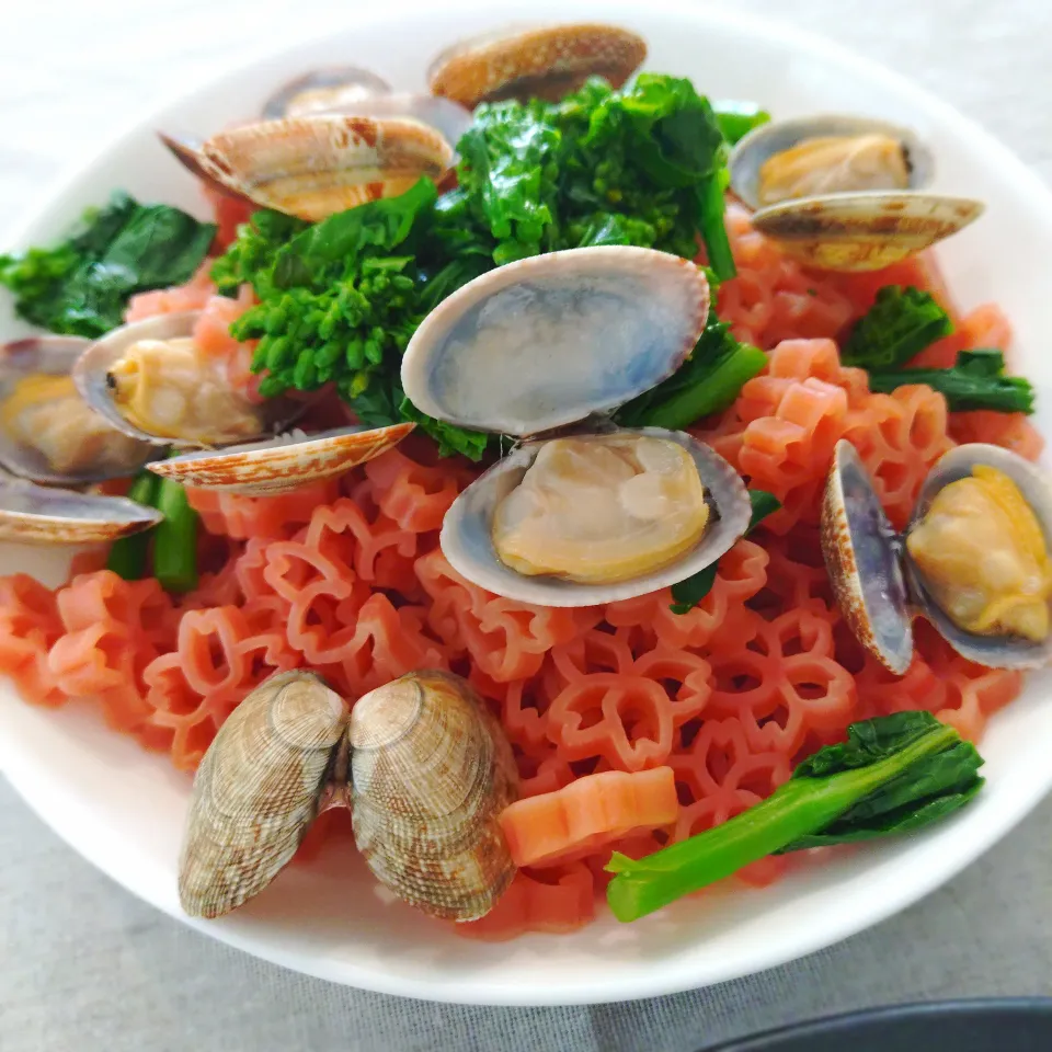 菜の花とアサリのさくらパスタ|あゆみ│ハレシピさん