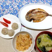 干物とカシワ飯と焼売|おしゃべり献立さん