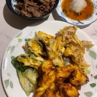 今夜はとり天&野菜天|めんちゃんさん