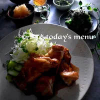 今夜は鶏の照り焼き・菜の花お浸し|山田 奈実　Instagram ＊nmymd369さん