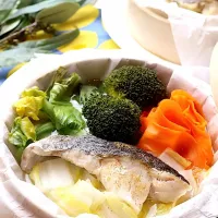 真鱈のせいろ蒸し ごま油がけ