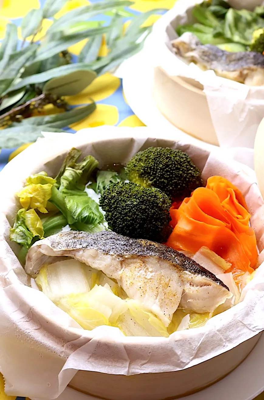 真鱈のせいろ蒸し ごま油がけ|めいめいさん