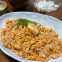 明太子とシーフードのチャーハン|うさこさん