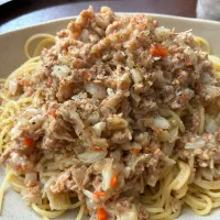 餃子の具のアレンジパスタ| yunyunさん