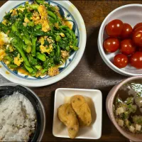 菜の花と鶏そぼろの炒め|アクちゃんさん