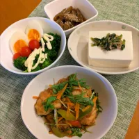 ☆鶏むね肉南蛮漬け　☆ごぼう揚げ煮　☆ブロッコリーゆで卵　☆冷奴|chikakoさん