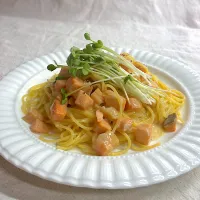 サーモンのクリームパスタ|かっちゃん杉さん