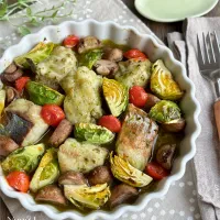 タラと野菜のバジルソース焼き| ゆーこどんさん