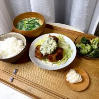 鶏から春菊タルタル定食|pontalさん