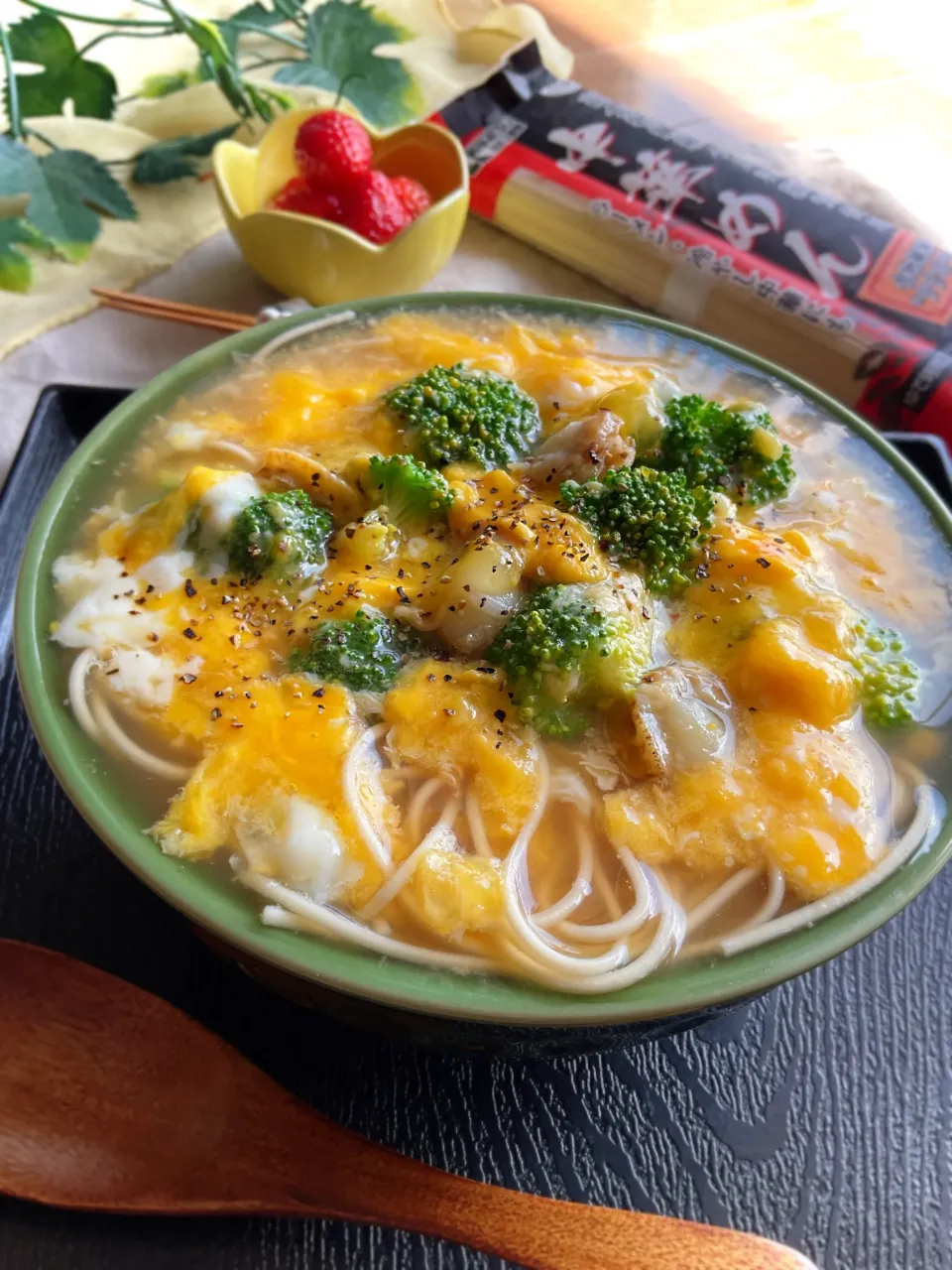 ブロッコリー＆ベビーホタテno餡かけラーメン|スイーツポテトさん