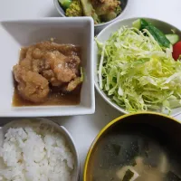 ☆夕飯☆ごはん、味噌汁、ブロッコリーゴマ和え、唐揚みぞれ煮、サラダ|ｼｮｺﾗさん