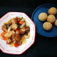 酢鶏　ごま団子