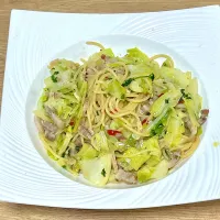 自家製パンチェッタとキャベツのアーリオオーリオ エ ペペロンチーノ|銀蔵じいちゃんさん