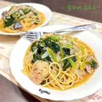 さば缶と小松菜の和風スープパスタ|亜矢子さん