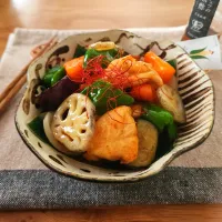 鶏ササミで黒酢餡掛け