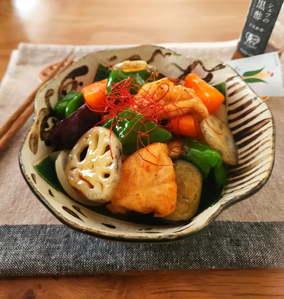 鶏ササミで黒酢餡掛け|ナオミさん