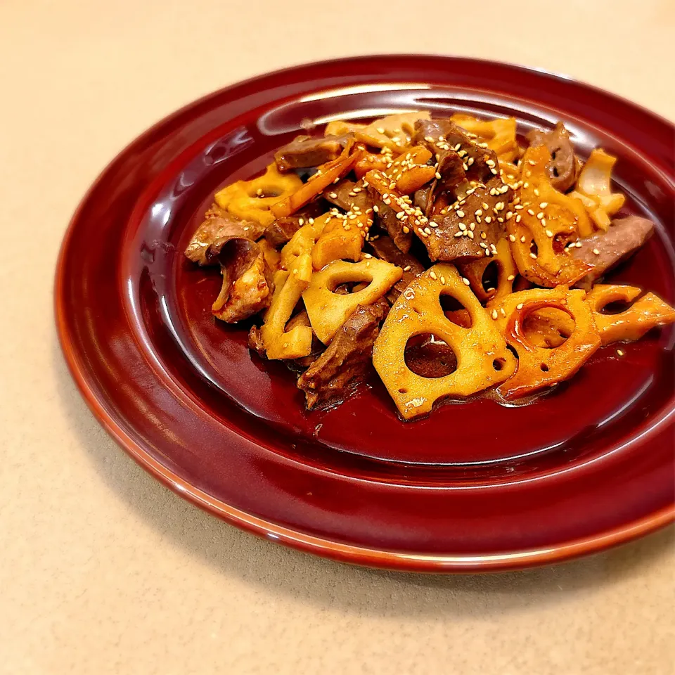 ハツと蓮根のオイスター炒め|かわうそcookingさん