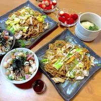 焼きそば＊ミニ海鮮丼|さくたえさん