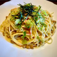 今日の麺好きランチは初チャレンジの                   『納豆スパゲティ』|mottoさん