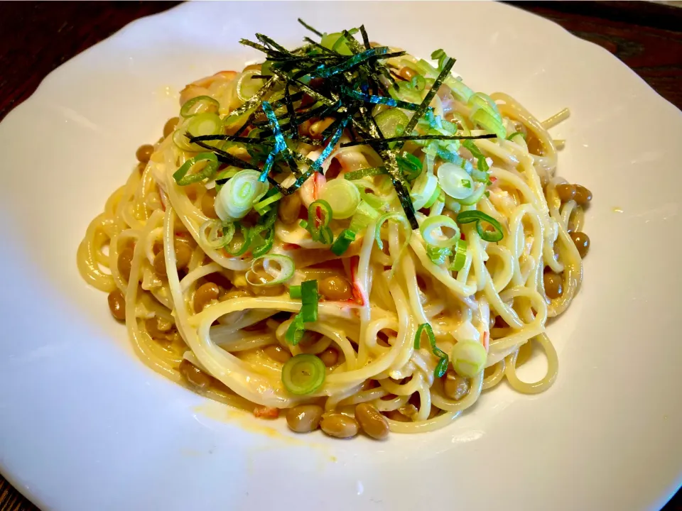 今日の麺好きランチは初チャレンジの                   『納豆スパゲティ』|mottoさん