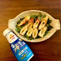 甘じょっぱさと、ちょこっと自分に優しい栄養がうれしい♪竹輪と春菊のお手軽ハニーチーズ蒸し| にゃふてんさん