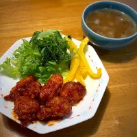 鶏チリとオニオンスープ|もえさん