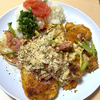 カブとチキンのチーズソテー&明太子ごはん|htさん