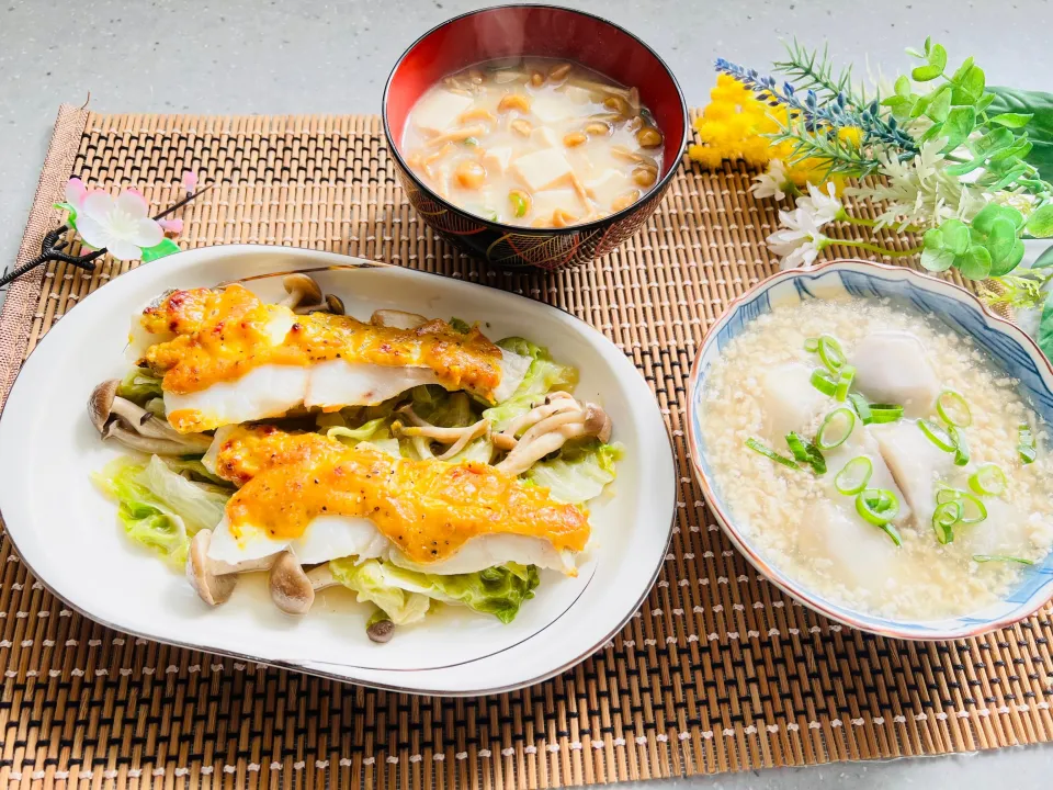 「鱈の味噌マスタード焼き＆里芋のそぼろ餡」|バシュランさん
