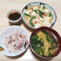 2026 0308　えび豆腐　もずく　レタス卵わかめスープ|いもこ。さん