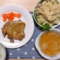 🌛*゜チキンステーキ / ポテトサラダ / 新玉スープ|Ayakaさん