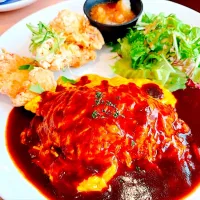 🍳🍅🍚昼【オムライス＆唐揚げ】🐔|Laniさん