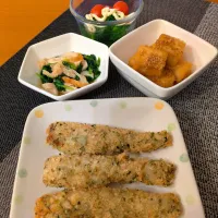 ☆いわし磯辺あげ　☆厚揚げ照り煮　☆小松菜煮浸し　☆ブロッコリーとミニトマト|chikakoさん