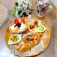 チーズチリコンカンドッグ朝ごはん