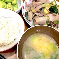 豚肉と茄子とズッキーニのニンニクあっさり炒め|masaさん