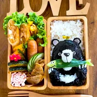 シャケかぶったくまさん弁当