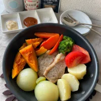 塩豚＆野菜no蒸し焼き